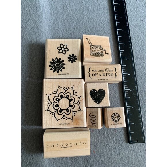 Stampin Up Wood Block Rubber Stamps Set of 8 - Picture 2 of 3